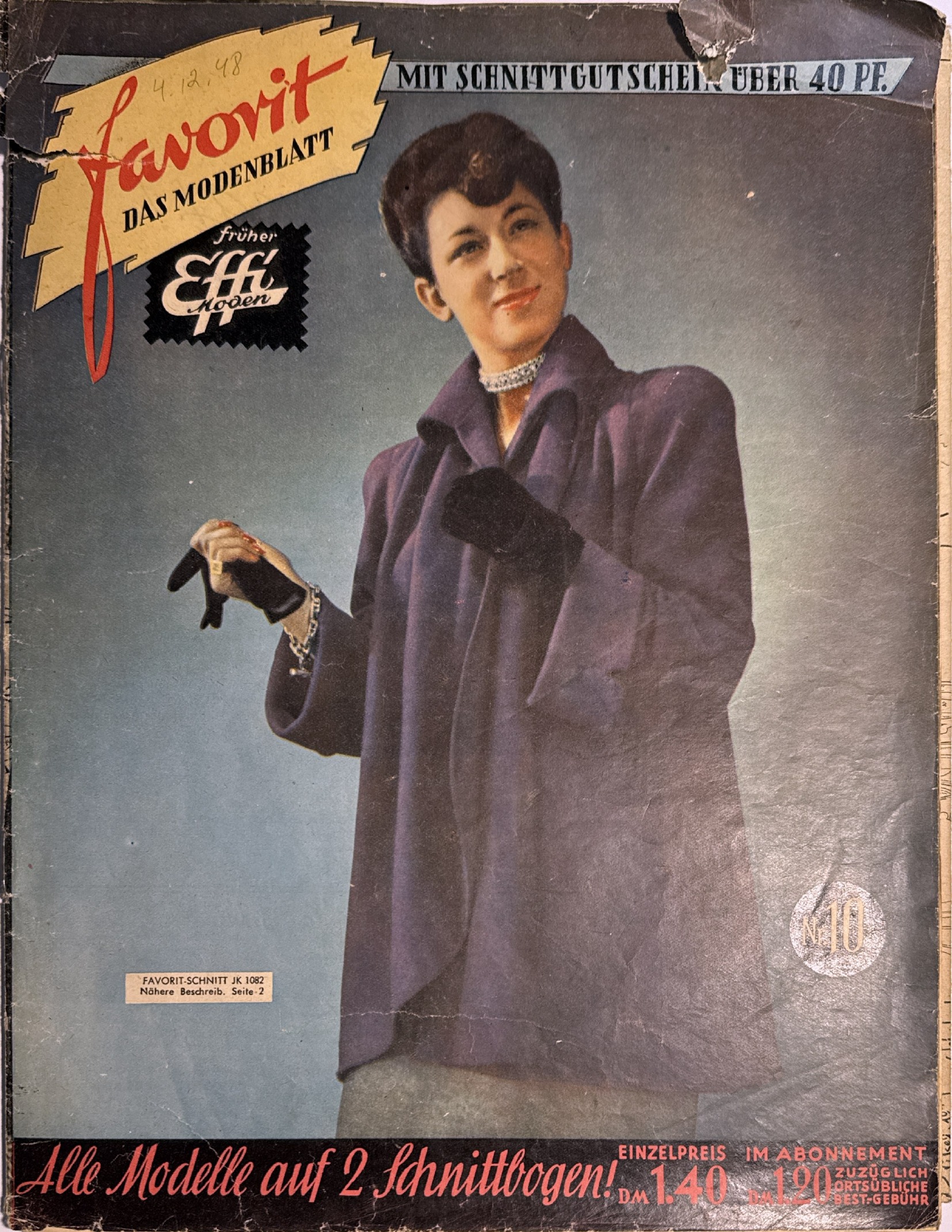 Cover of favorit Das Modenblatt Nr. 10 (Früher Effi Moden), October 1949