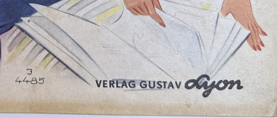Detail of VERLAG GUSTAV LYON imprint at bottom right